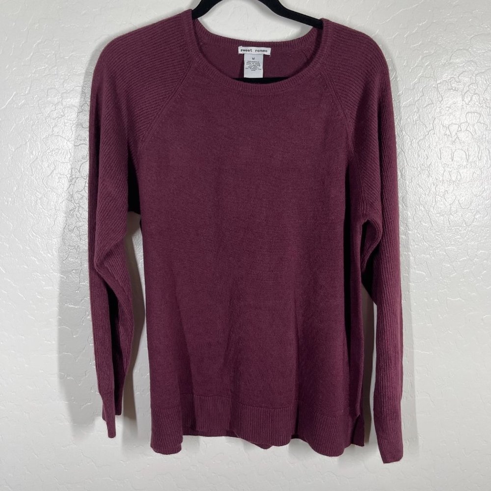 Sweet Romeo Thin Sweater Top Medium Raspberry Ribbed - Picture 8 of 8